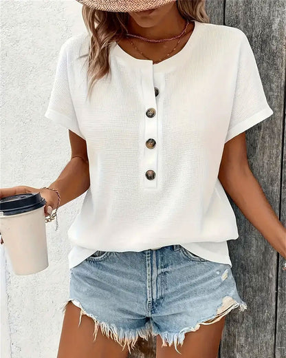 Buttoned Knit Comfort Tee