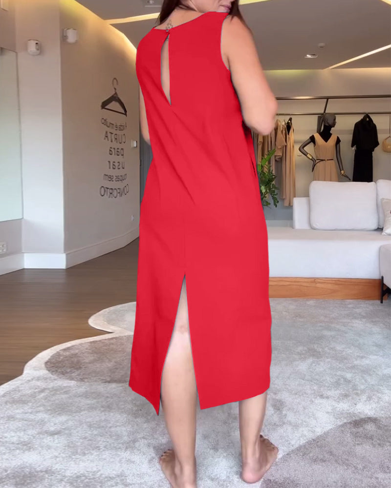 Solana V-Neck Split Hem Dress