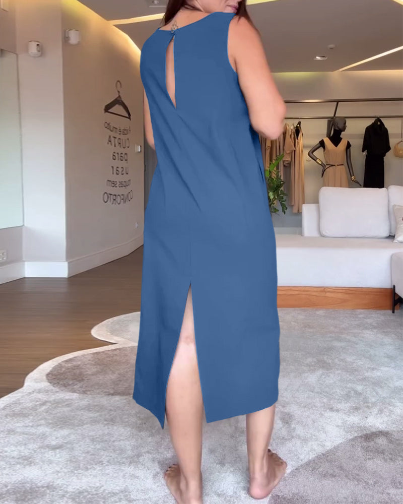 Solana V-Neck Split Hem Dress