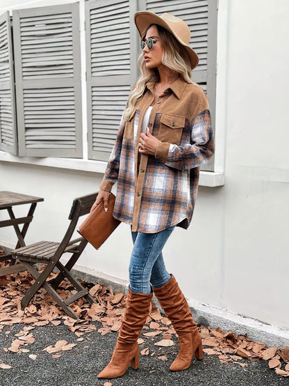 HARLOW CORDUROY PLAID SHACKET