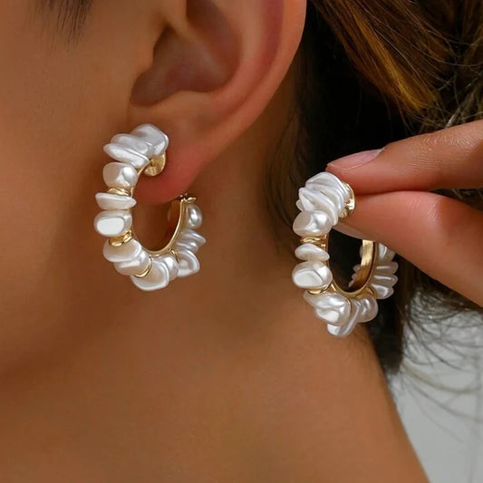 Luxe Pearl Hoop Earrings