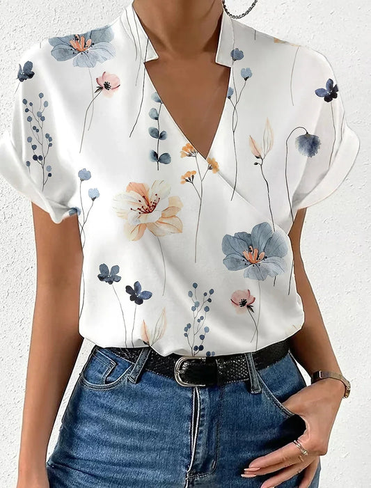 Floral Wrap Blouse