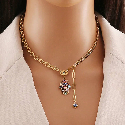 Hamsa Evil Eye Necklace