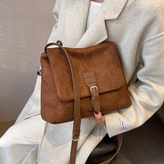 Vintage Buckle Suede Crossbody
