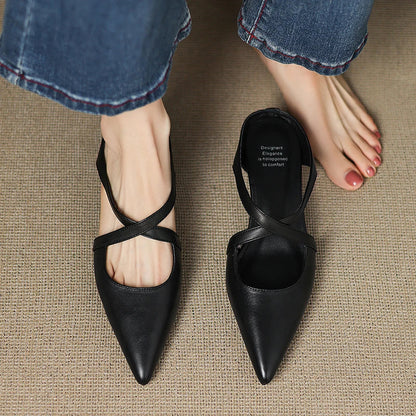 Rosalie Cross-Strap Leather Mules