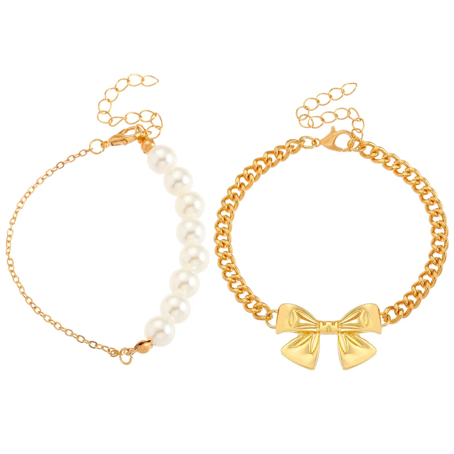 Pearl & Bow Charm Bracelet