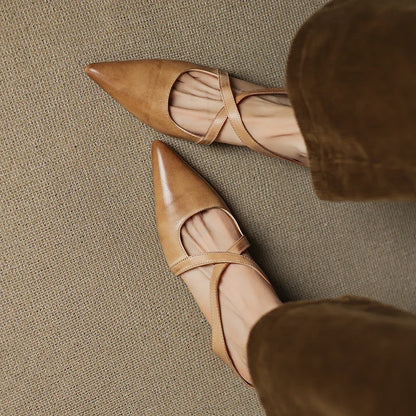 Rosalie Cross-Strap Leather Mules