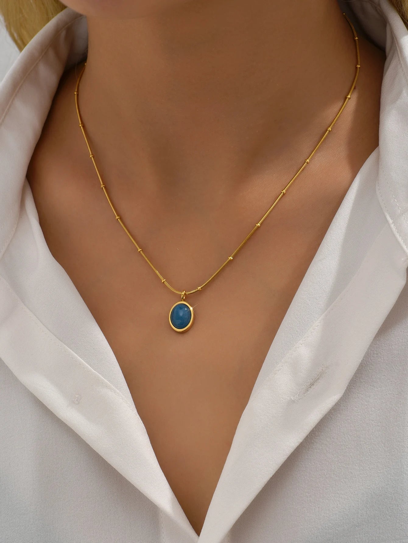 Blue Charm Gold Necklace