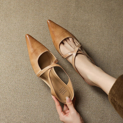 Rosalie Cross-Strap Leather Mules