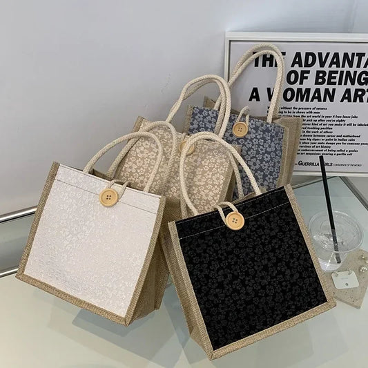 Luxe Floral Jute Tote