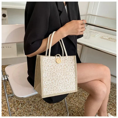 Luxe Floral Jute Tote