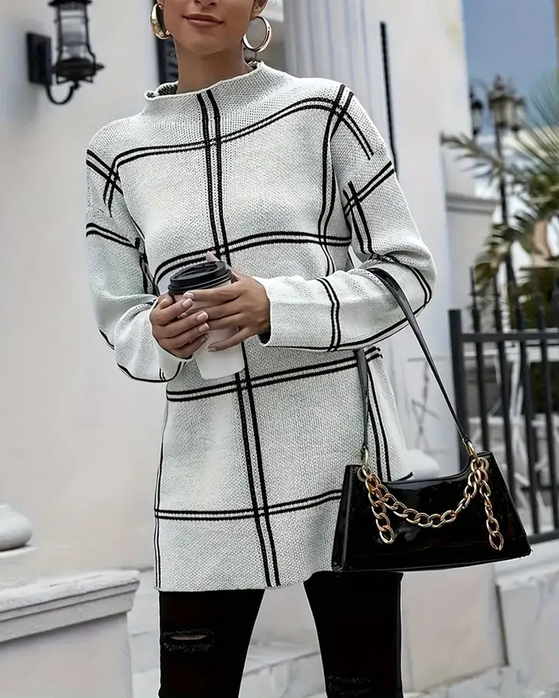 Split Collar Striped Sweater