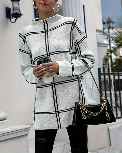 Split Collar Striped Sweater