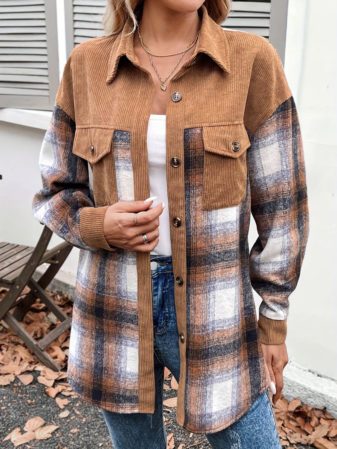 HARLOW CORDUROY PLAID SHACKET
