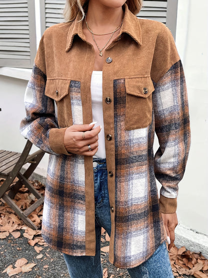 HARLOW CORDUROY PLAID SHACKET