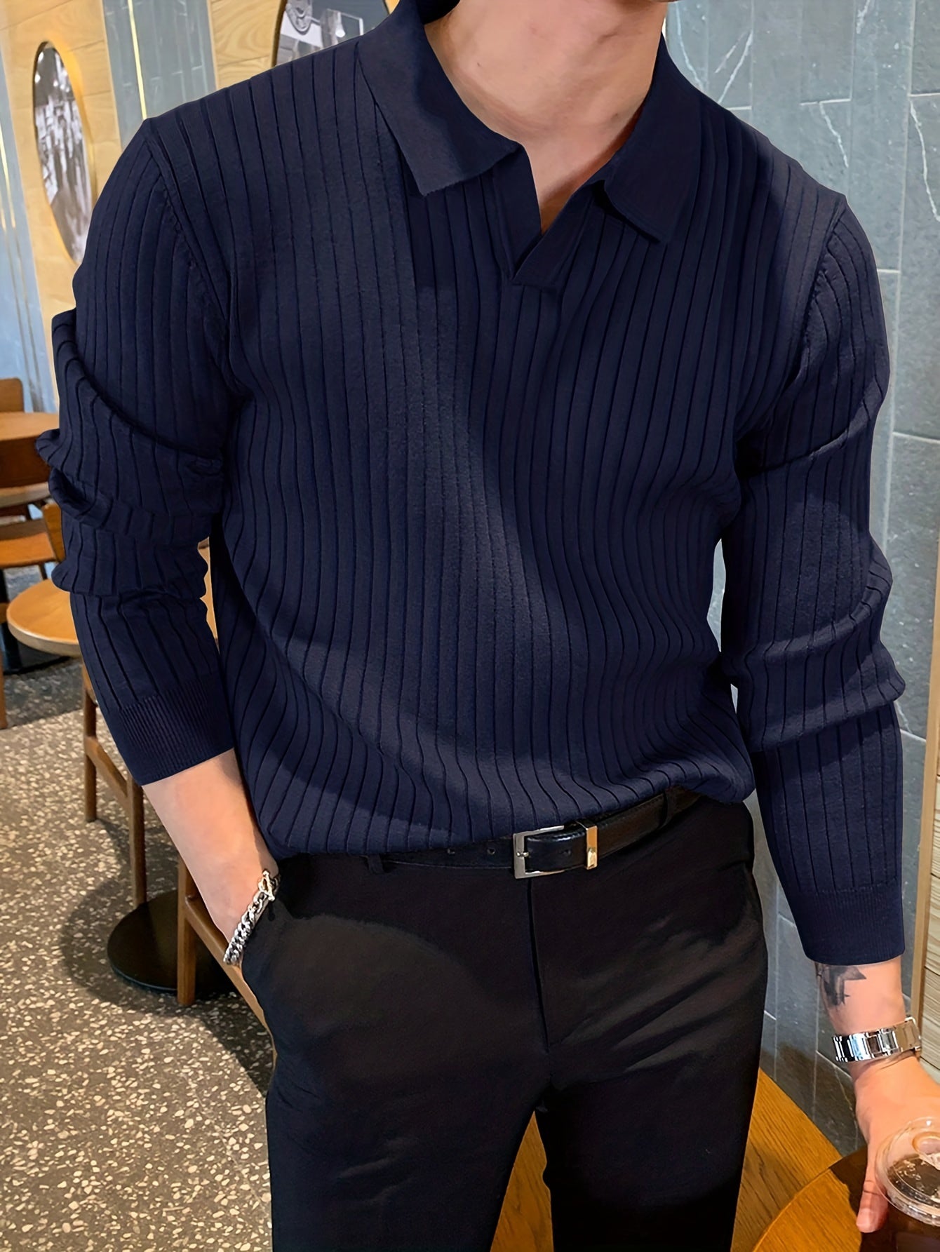 FlexRib™ Knit Polo Sweater