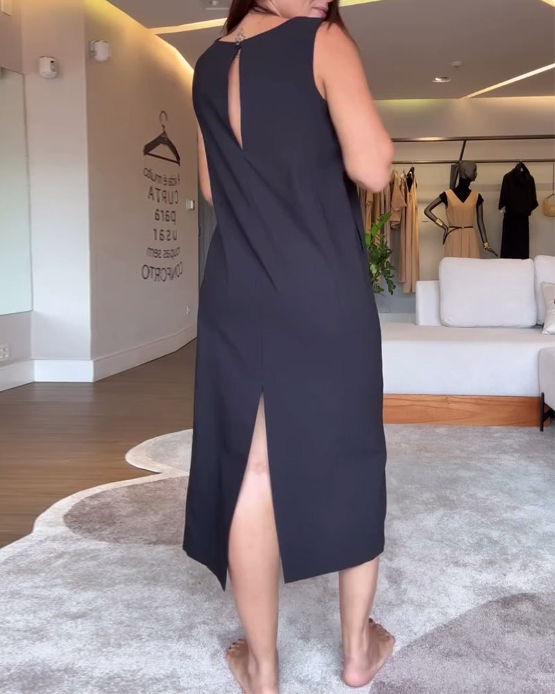 Solana V-Neck Split Hem Dress