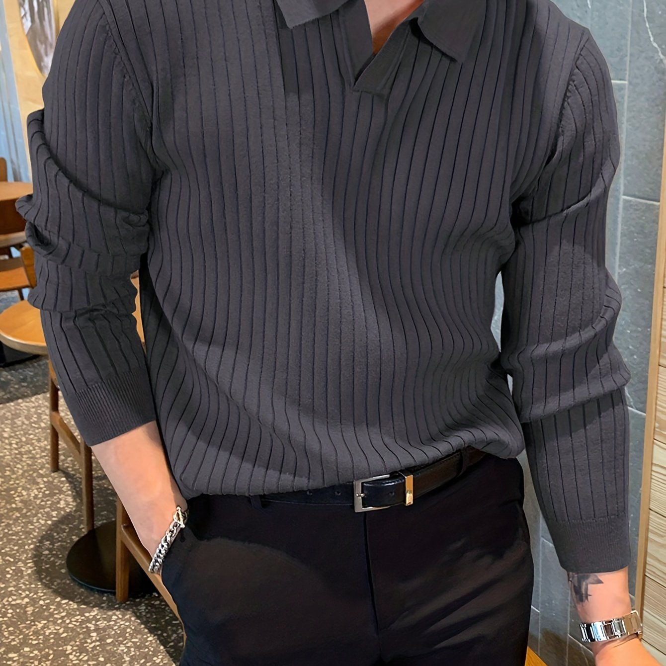 FlexRib™ Knit Polo Sweater