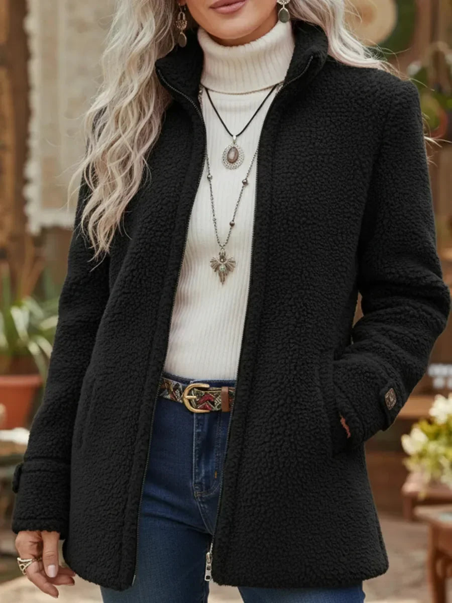 Loren | Lambswool-Feel Stand Collar Jacket