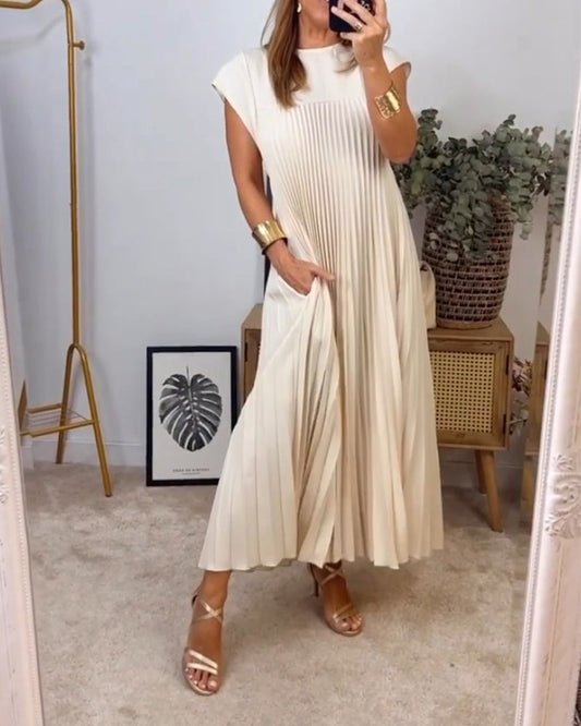 Pleated Sleeveless Dress